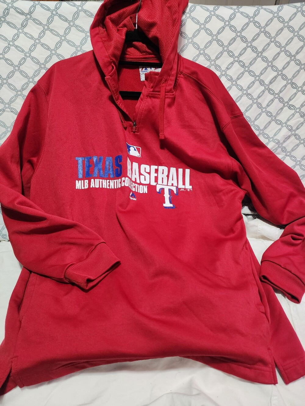 Texas Baseball Red Hooded Sweatshirt - MLB Authentic Collection